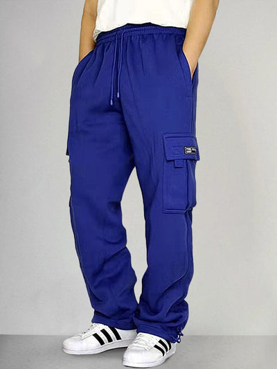 Casual Multi Pockets Cargo Trouser Pants coofandystore Royal Blue S 