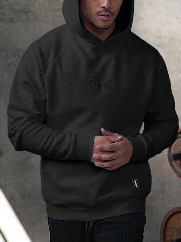 Solid Color Embroidered Hooded Padded Sweatshirt Hoodies coofandystore Black M 