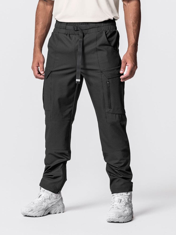 Solid Casual Multi-Pocket Pants Pants coofandystore Black S 