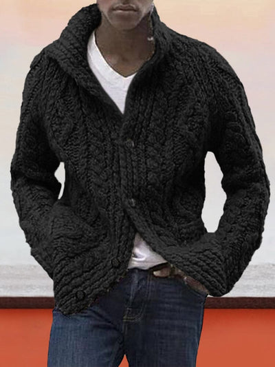 Cardigan Long Sleeve Knitted Sweater Sweaters coofandystore Black S 