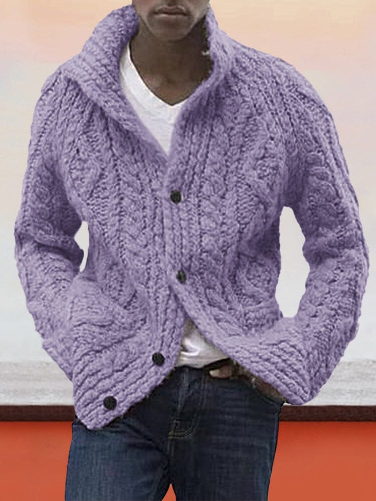 Cardigan Long Sleeve Knitted Sweater Sweaters coofandystore Purple S 