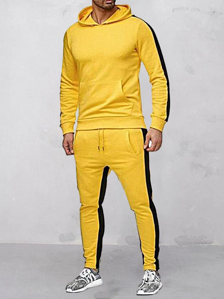 Round Neck Pullover Hoodie Sport Sets Sports Set coofandystore Yellow M 