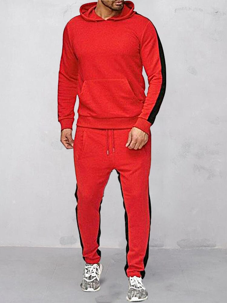 Round Neck Pullover Hoodie Sport Sets Sports Set coofandystore Red M 