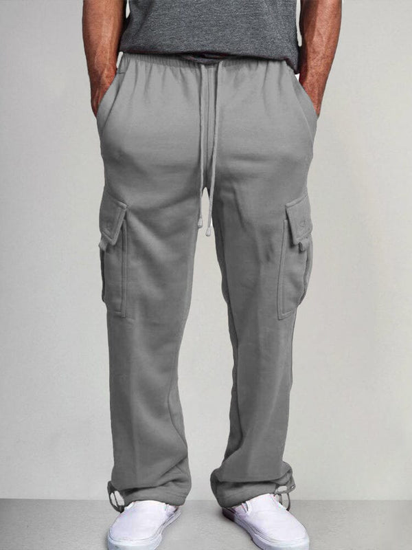 Casual Multi Pockets Cargo Pants Pants coofandystore Light Grey S 