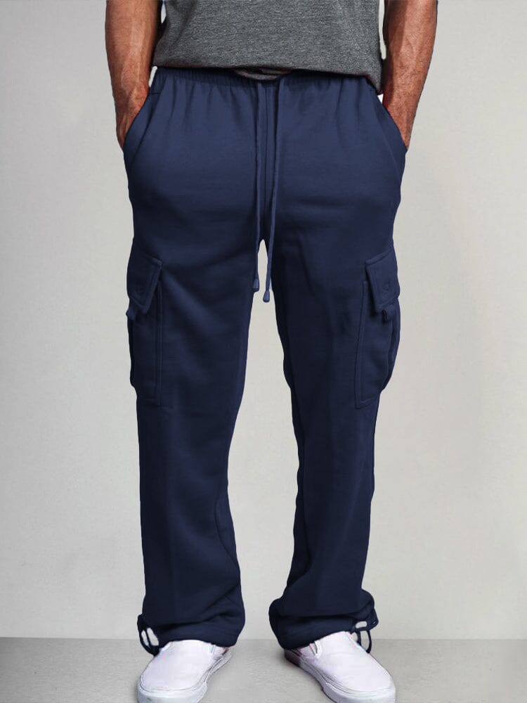 Casual Multi Pockets Cargo Pants Pants coofandystore Navy Blue S 