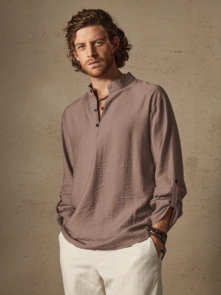 beach dress shirts Sophisticated Boyfriend Shirt in coral linen