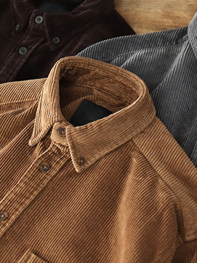 Vintage Drop Shoulder Corduroy Shirt Shirts coofandystore 