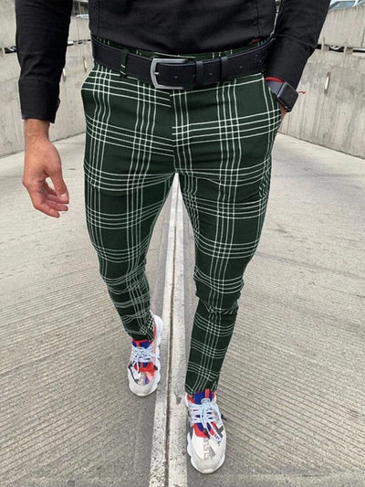 Plaid Striped Casual Pant Pants coofandystore Green S 