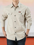 Cotton Solid Color Shirt Shirts coofandy Cream M (US S) 