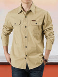 Cotton Solid Color Shirt Shirts coofandy Khaki M (US S) 