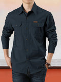 Cotton Solid Color Shirt Shirts coofandy Navy Blue M (US S) 