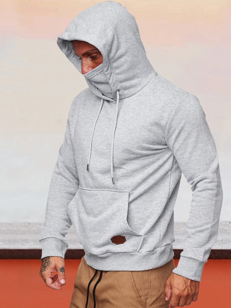 Solid Color Sport Hoodie with Face Mask Hoodies coofandystore 
