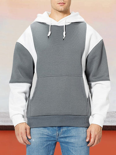 Color Blocking Fashion Casual Hoodie Hoodies coofandystore White-Grey S 