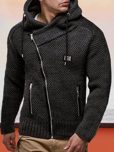 Fashion Oblique Zipper Slim Jacket Jackets coofandystore Black M 