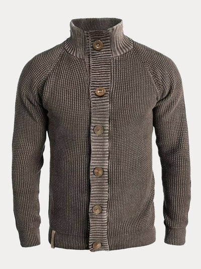 High Neck Button Sweater Coat Coat coofandystore Brown M 