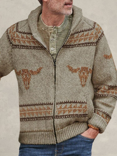 Cow Head Zipper Knit Sweater Coat Coat coofandystore 