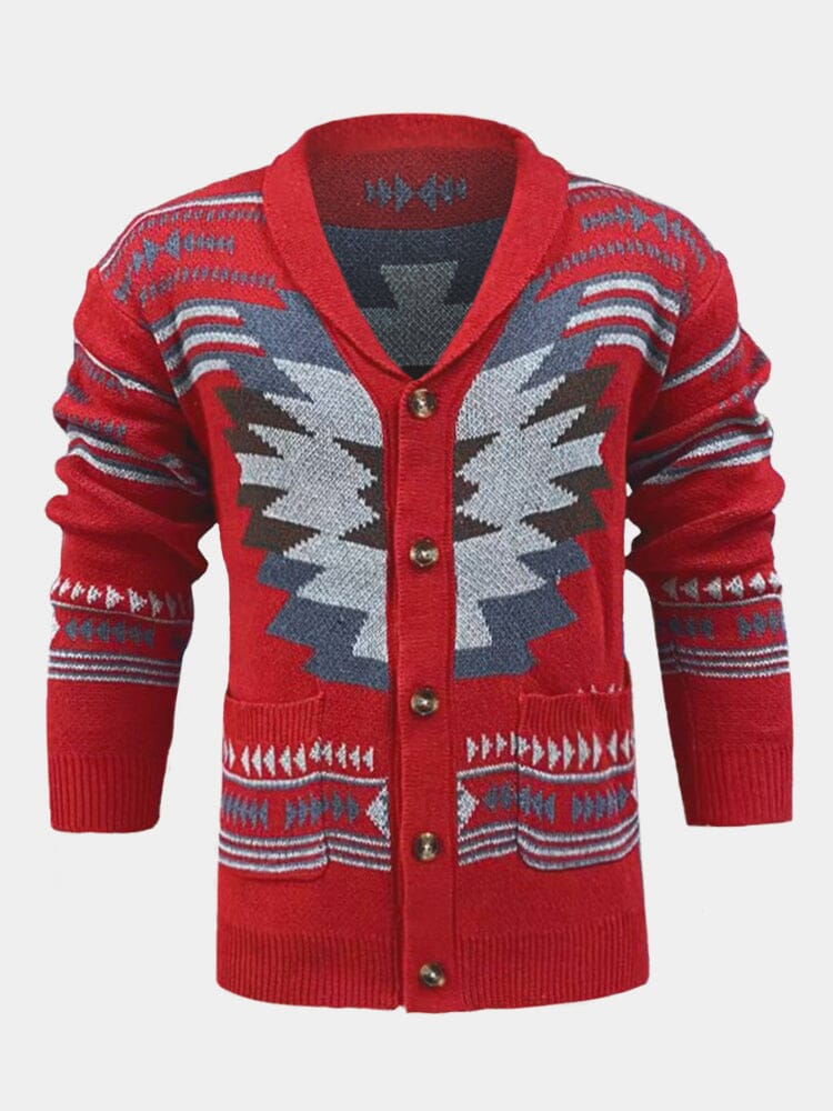 Jacquard Knit Cardigan Sweater Coat Coat coofandystore 