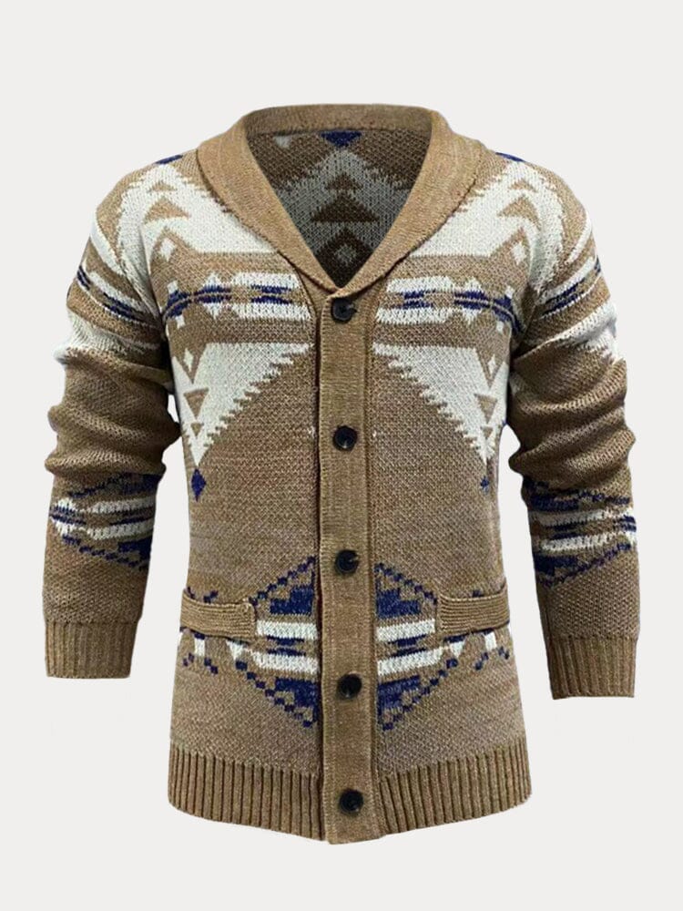 Mixed Wool Jacquard Sweater Coat Coat coofandystore 