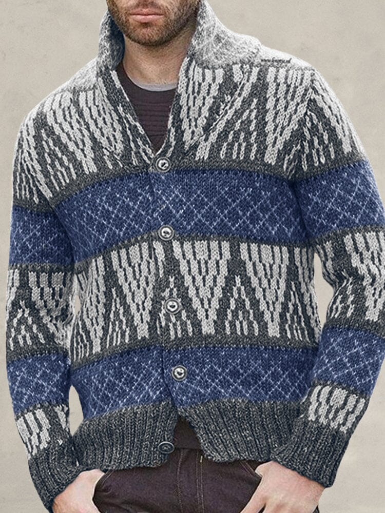 Geometric Graphic Sweater Coat Sweaters coofandystore Grey M 