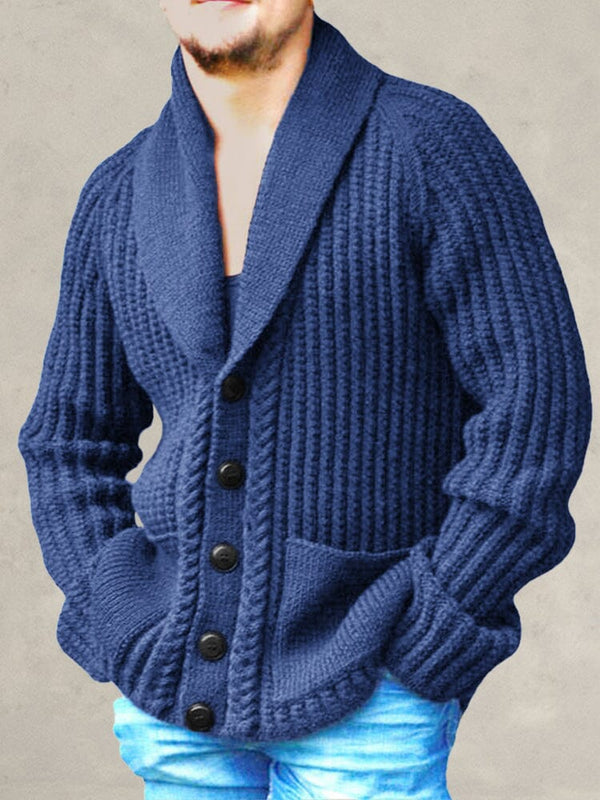 Casual Lapel Neck Sweater Coat Sweaters coofandystore Blue M 