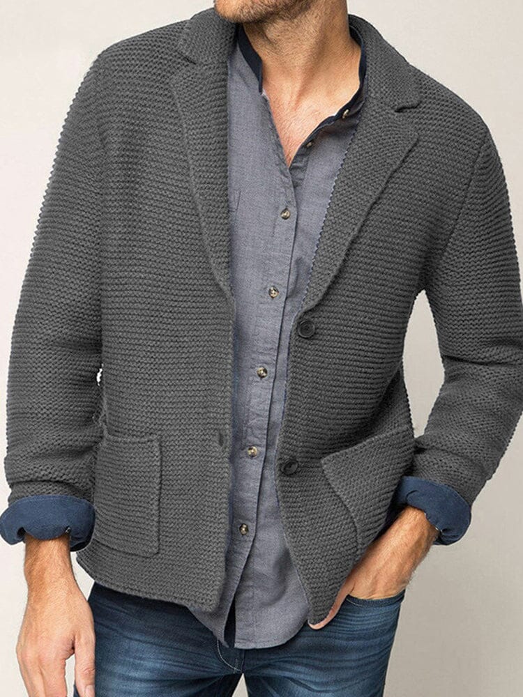 Lapel Knit Cardigan Sweater Sweaters coofandystore Dark Grey M 