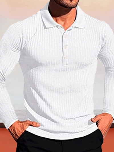 Slim Fit Stretchy Polo Shirt Polos coofandystore White S 