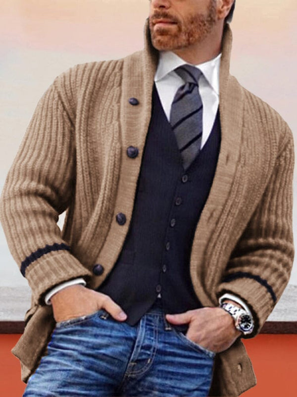 Semi-High Neck Knit Cardigan Sweaters coofandystore Camel S 