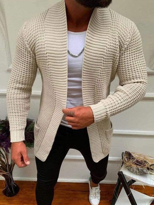 Classic Solid Sweater Coat Sweaters coofandystore Beige S 