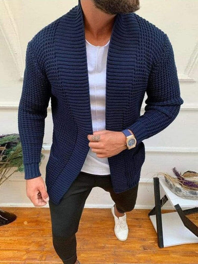 Classic Solid Sweater Coat Sweaters coofandystore Deep Blue S 