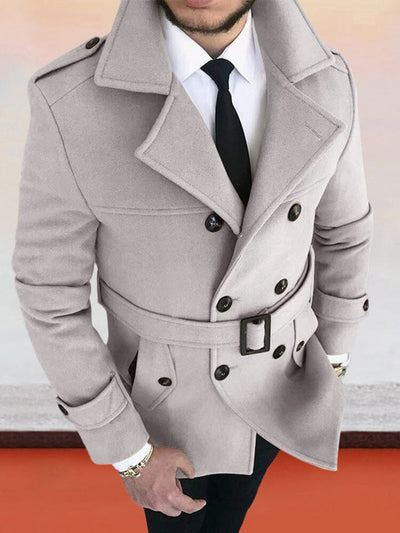 Lapel Double-breasted Tweed Coat With Belt Jackets coofandystore 