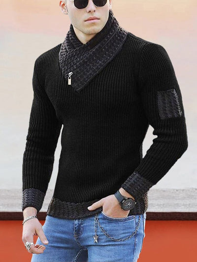 Slim Fit Knit Pullover Sweater Sweaters coofandystore Black S 