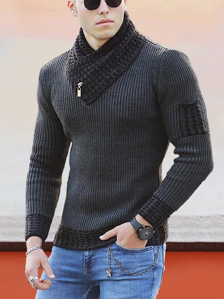 Slim Fit Knit Pullover Sweater Sweaters coofandystore Dark Grey S 