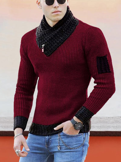 Slim Fit Knit Pullover Sweater Sweaters coofandystore Wine Red S 