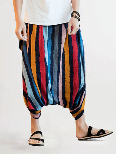 Trendy Stripe Linen Pants Pants coofandystore Red/Yellow S 
