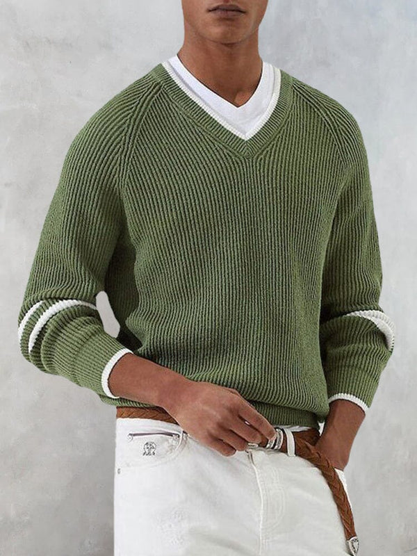 V-Neck Loose Fit Sweater Sweaters coofandystore Green M 