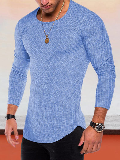 Slim Fit Texture Top Shirts & Polos coofandystore Blue S 