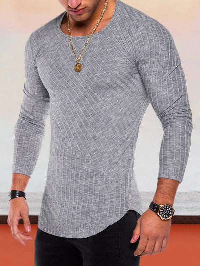 Slim Fit Texture Top Shirts & Polos coofandystore Light Grey S 