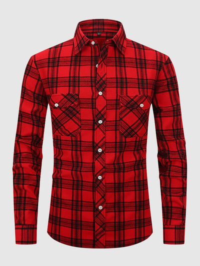 Plaid Flannelette Polished Shirt Shirts coofandystore Black-Red S 