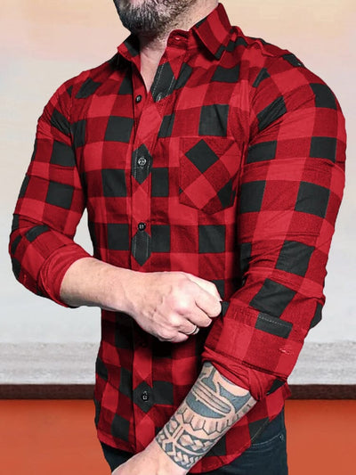 Plaid Long Sleeve Flannelette Shirt Shirts & Polos coofandystore Red S 