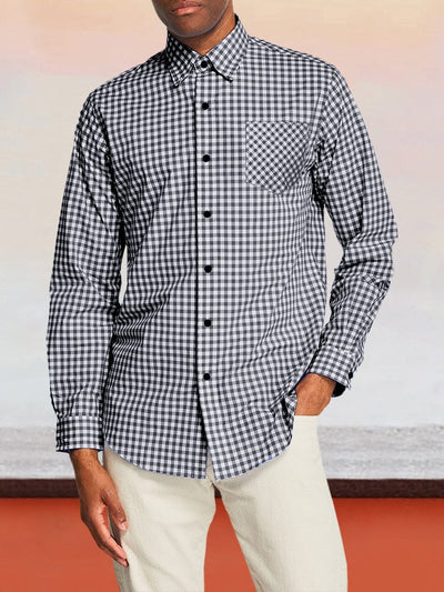 Casual Plaid Graphic Long Sleeve Flannelette Shirt Shirts & Polos coofandystore Grey S 
