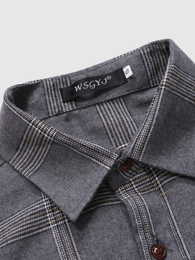 Slim Fit Plaid Flannelette Shirt Shirts coofandystore 