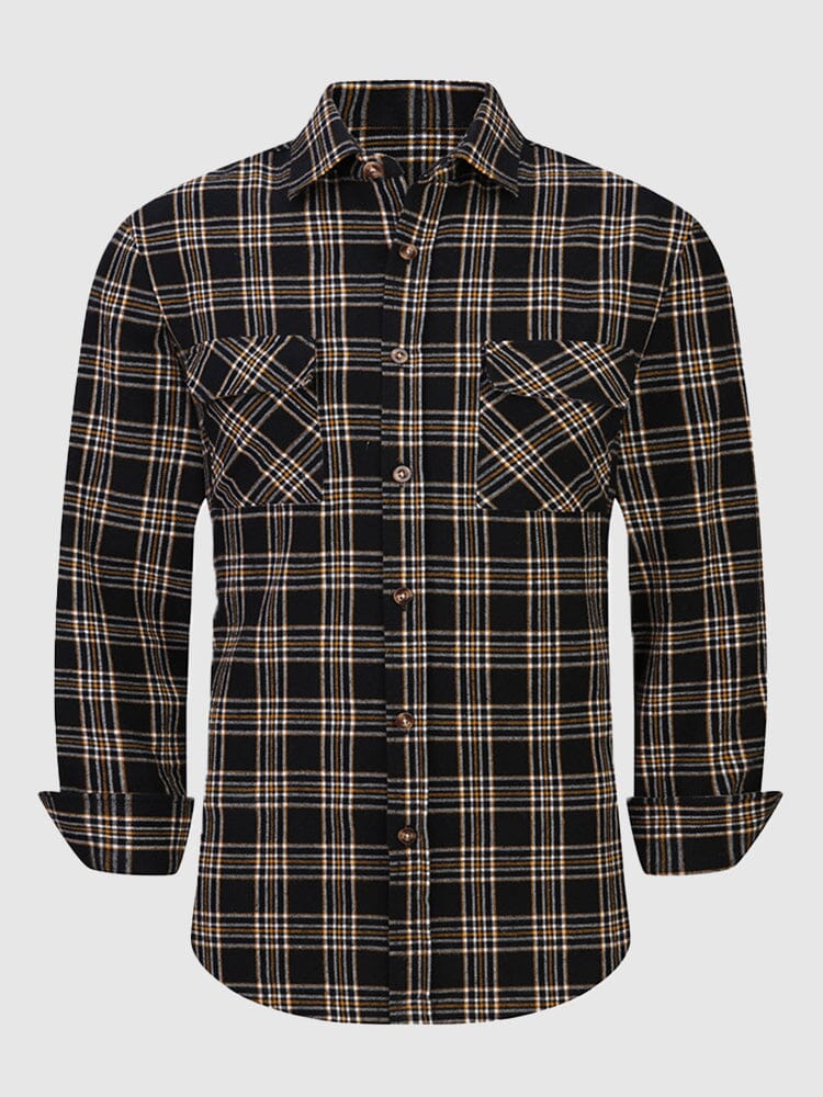 Casual Plaid Graphic Flannelette Shirt Shirts & Polos coofandystore PAT12 S 