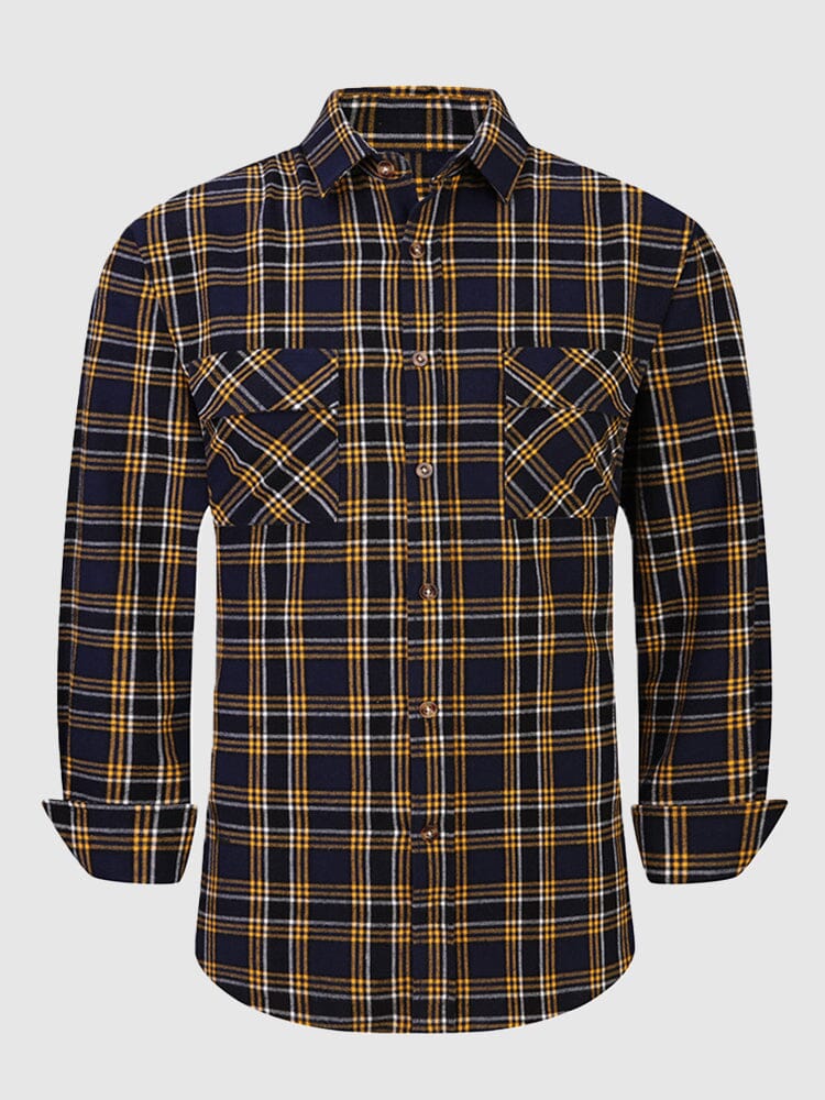 Casual Plaid Graphic Flannelette Shirt Shirts & Polos coofandystore PAT3 S 
