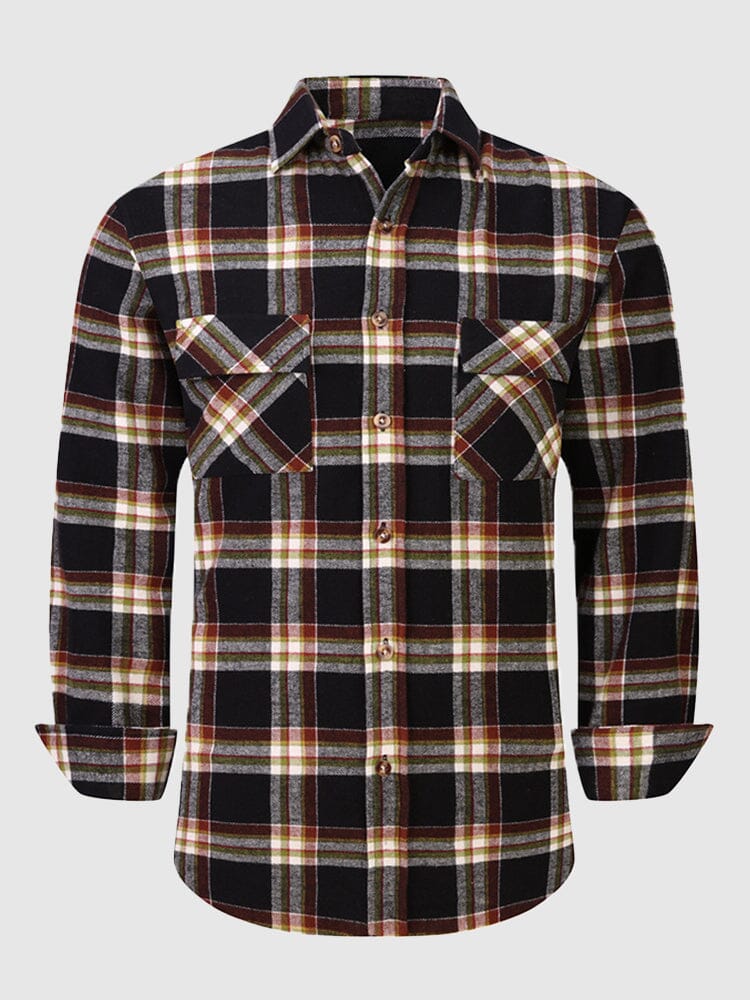 Casual Plaid Graphic Flannelette Shirt Shirts & Polos coofandystore PAT8 S 