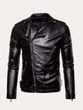 Lapel Zipper Leather Jacket Jackets coofandystore 