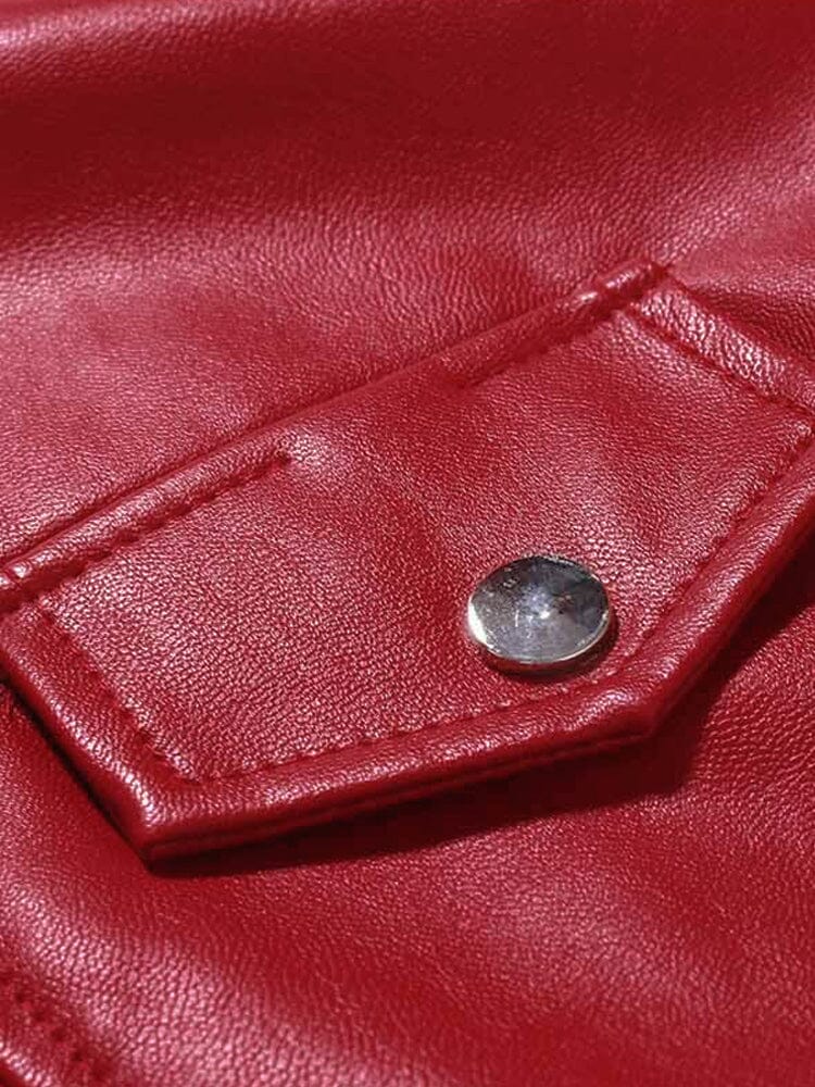 Lapel Zipper Leather Jacket Jackets coofandystore 