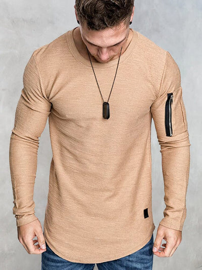 Sleeve with Pocket Round Neck T-Shirt T-Shirt coofandystore 