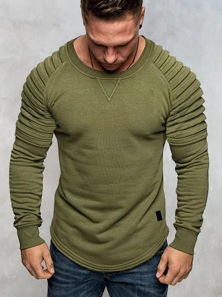 Solid Pleated Shoulder T-Shirt T-Shirt coofandystore Army Green S 