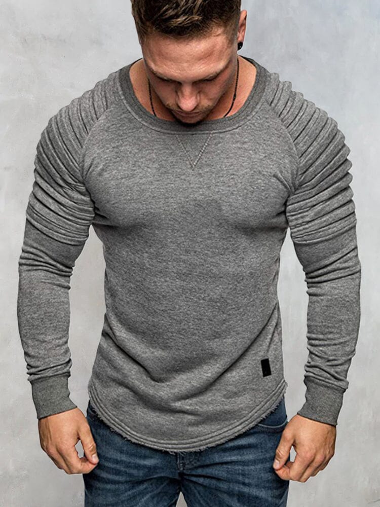 Solid Pleated Shoulder T-Shirt T-Shirt coofandystore Dark Grey S 