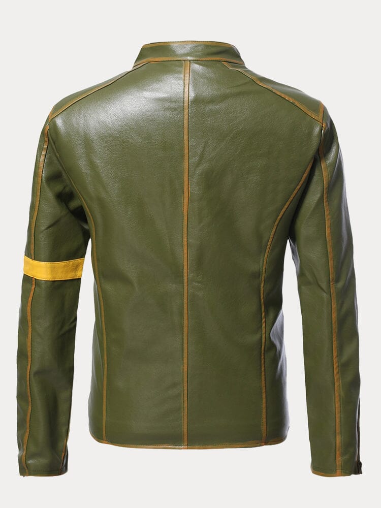 Stand Collar Punk Leather Jacket - Stylish & Casual | Coofandy